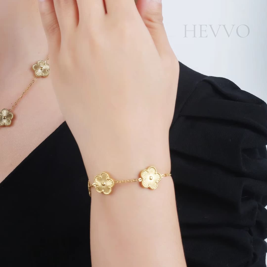 Pulsera Trebol de Cinco Hojas Oro